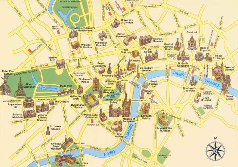 Map of London landmarks 