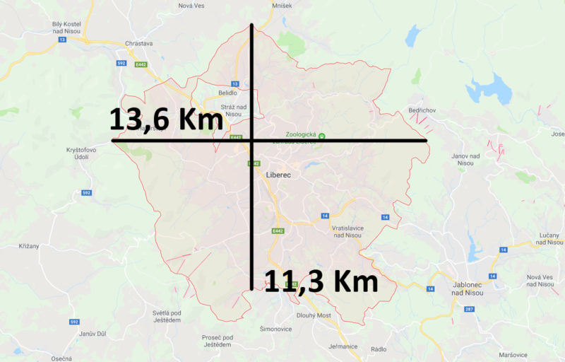 Mapa a velikost Liberce