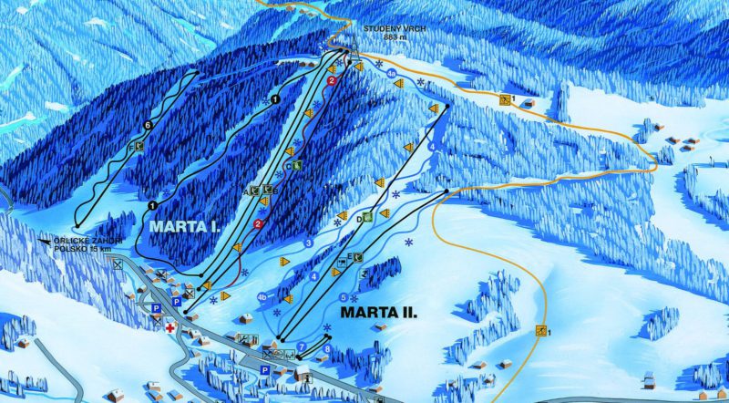 Mapa Ski areálu Deštné