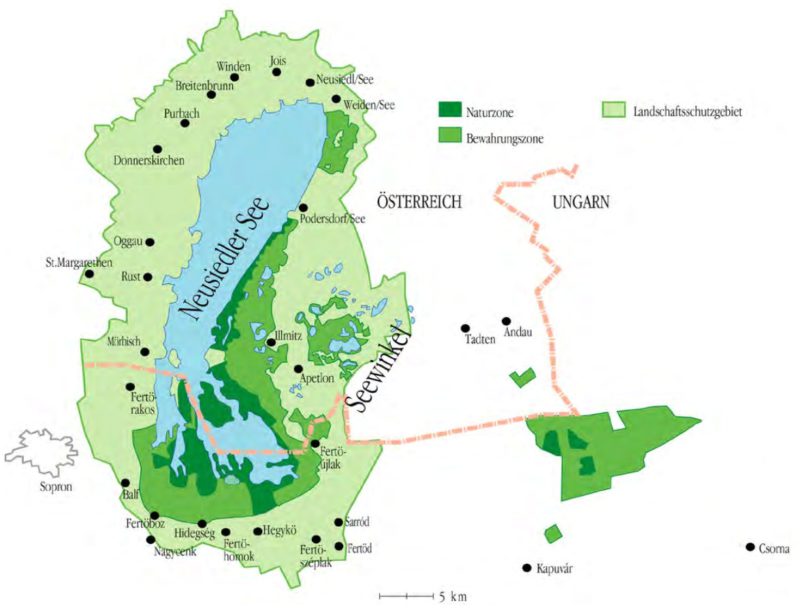 Mapa Neziderského jezera