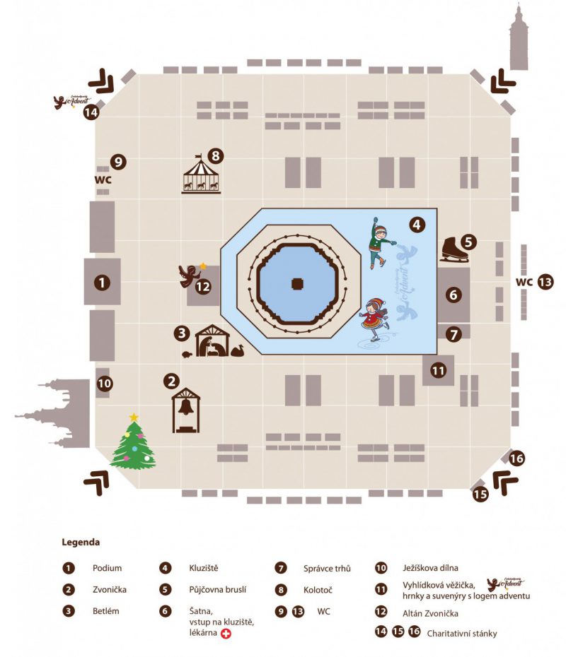 Mapa vánočních trhů v Českých Budějovicích