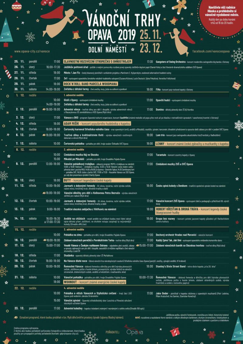 Vánoční trhy Opava 2019 program