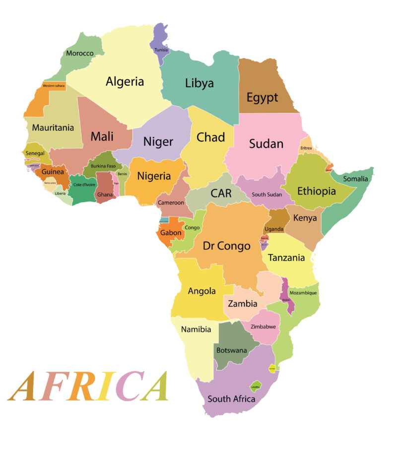 Mapa afrických států / zjednodušená