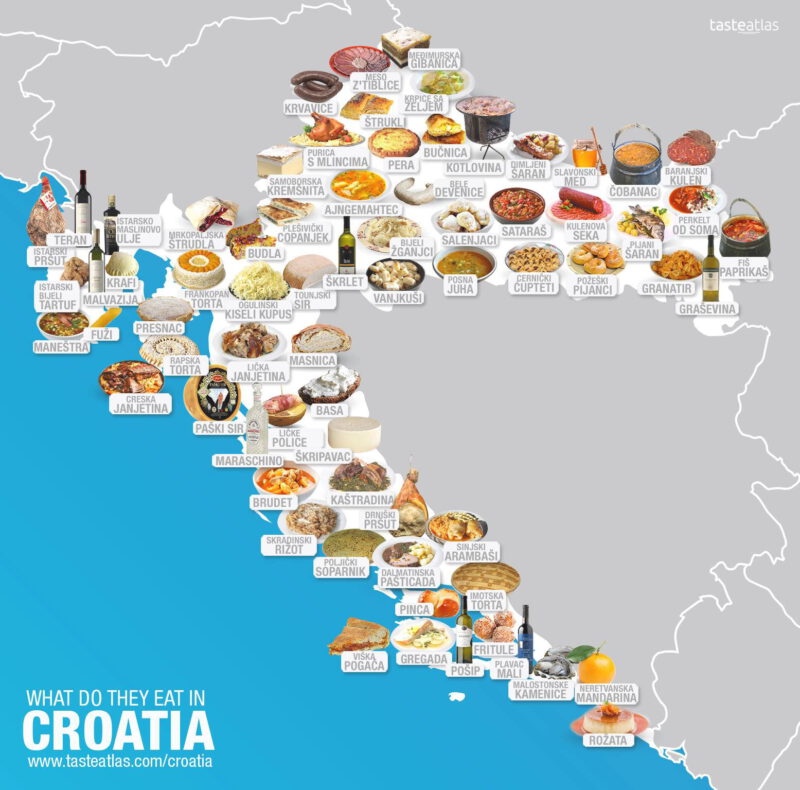 Gastronomická mapa Chorvatska 