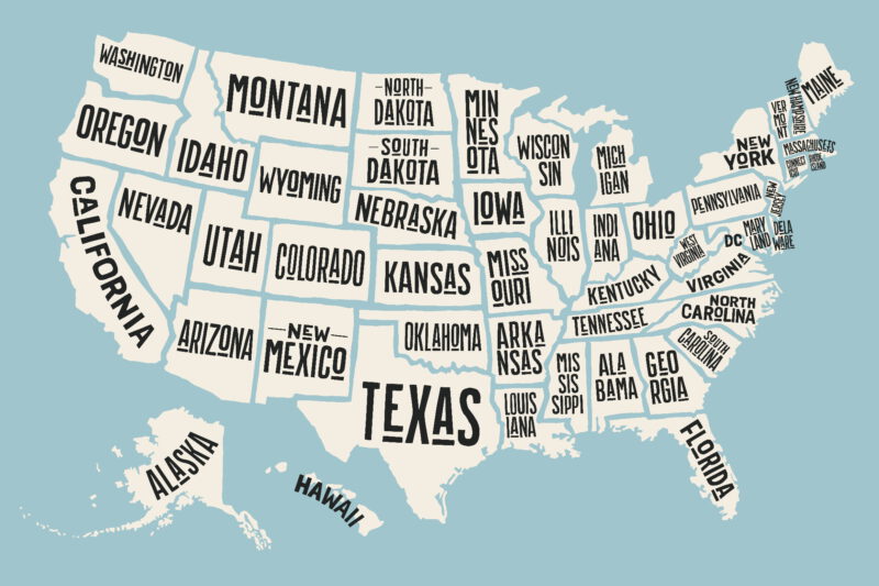 Mapa států USA