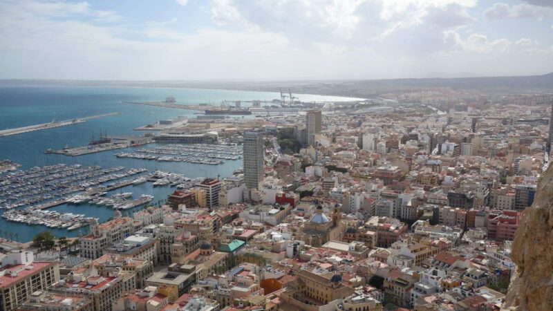 View from above of the city and its port 