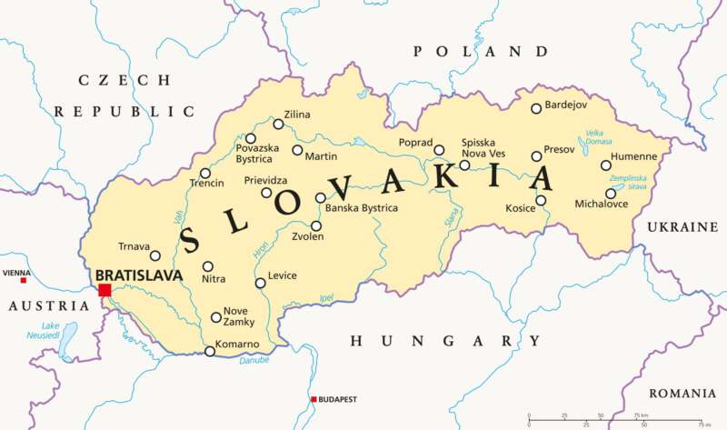 Zjednodušená mapa Slovenska