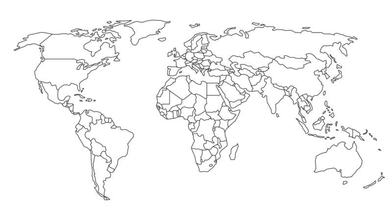 Slepá politická mapa světa