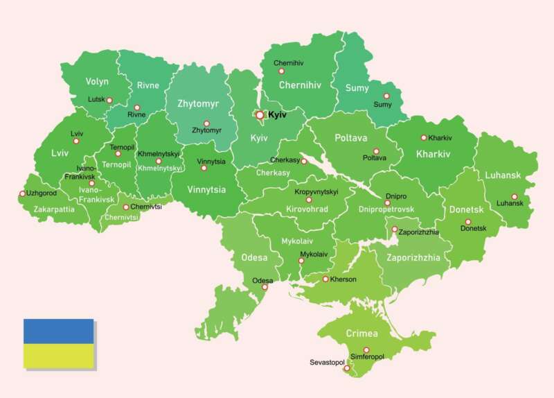 Oblasti Ukrajiny mapa