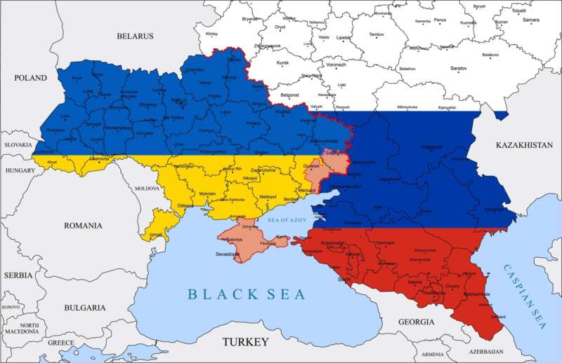 Ukrajina a Rusko mapa