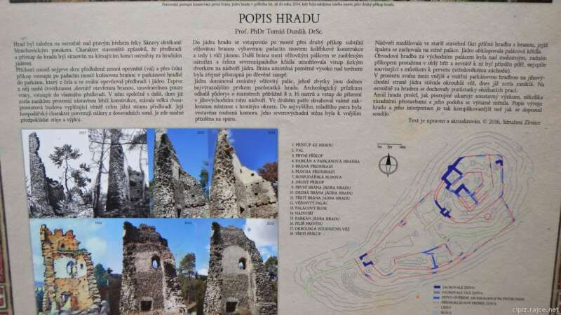 Plánek a podrobnější informace o zřícenině hradu Zlenice