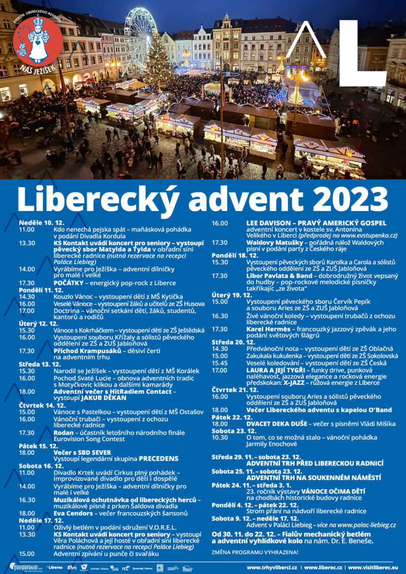 Vánoční trhy Liberec program 2023