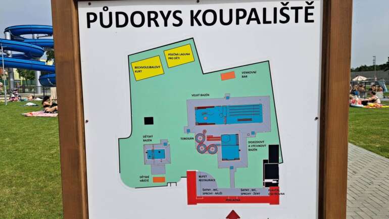 Mapa areálu koupaliště Mikulov