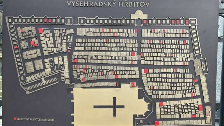 Mapa hrobů známých osobností českého veřejného života