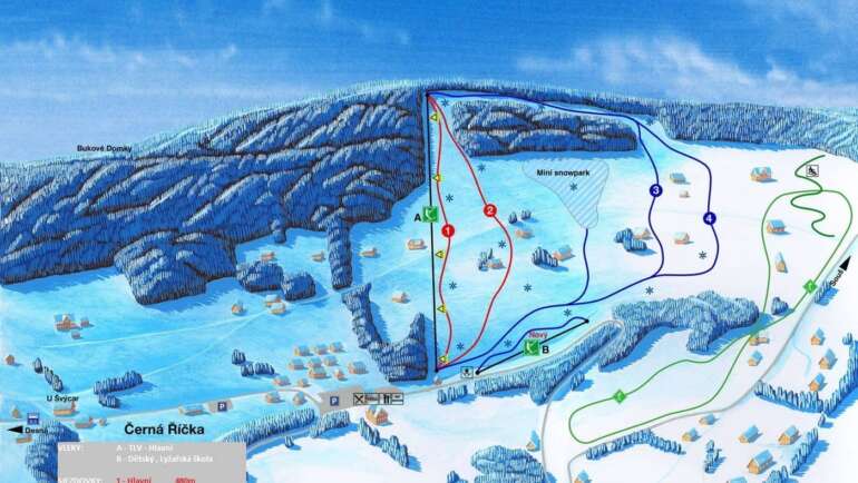 Mapa ski areálu Černá Říčka